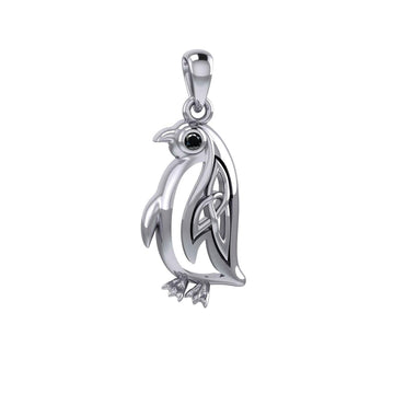 Celtic Spirit of The Antarctic Penguin Silver Pendant with Gem TPD6010 - Jewelry